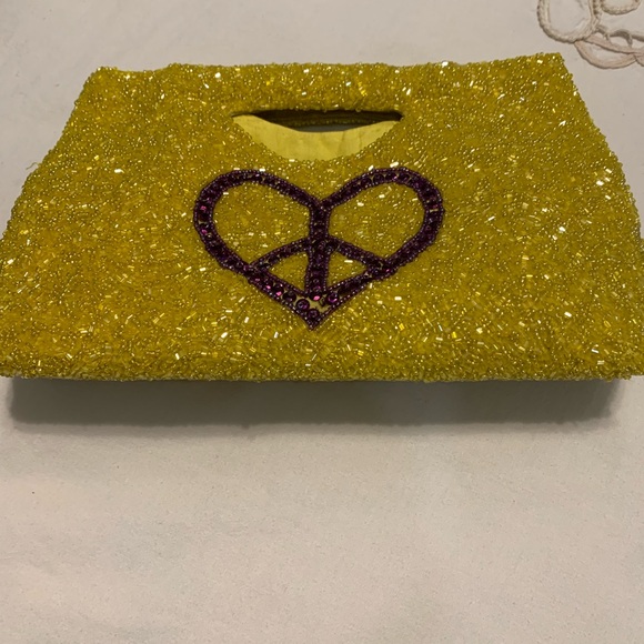 Moyno New York Vintage Yellow & Purple Sequins Beads Clutch Purse - Picture 12 of 12